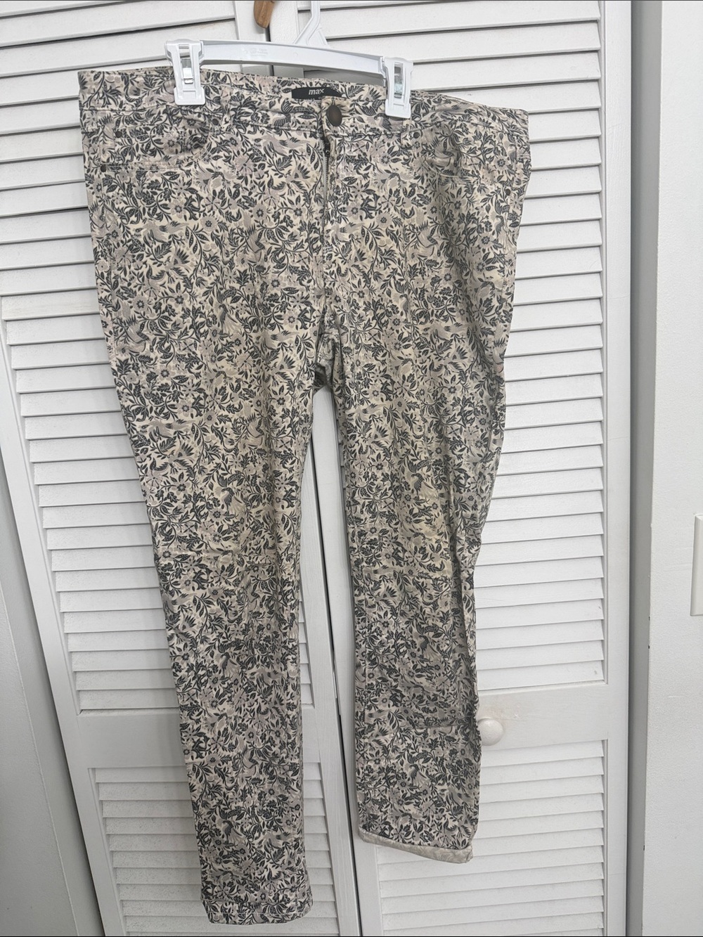 Max & Co. Beige and Black Floral Slim Pants